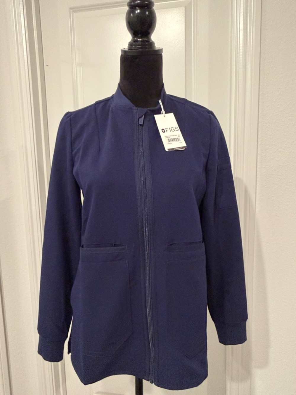 FIGS Women's Navy Zip Bomber Scrub Jacket